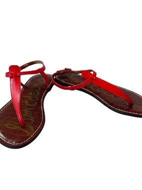 Sam Edelman Gigi Ankle Strap Thong Sandals Womens Size 6.5 New Blood Orange